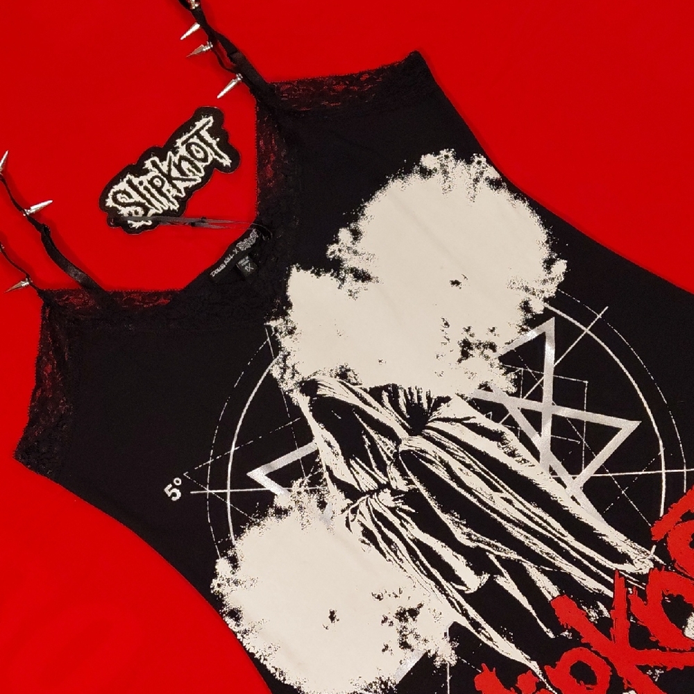 DOLLSKILL 1X SLIPKNOT CAMI SLIP DRESS SPIKED STRAPS